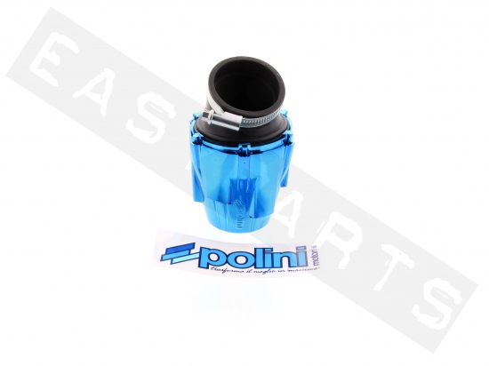 Luftfilter POLINI Air Box Blau eloxiert gewinkelt 30° Ø46 CP Ø15->24